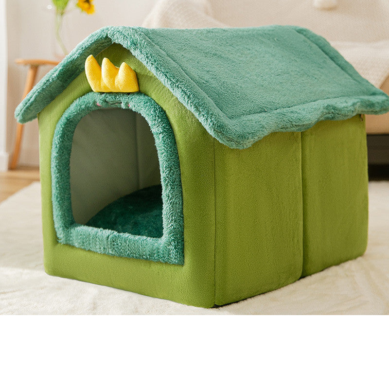 Foldable Pet Cave Bed – Warm Winter House for Cats & Dogs