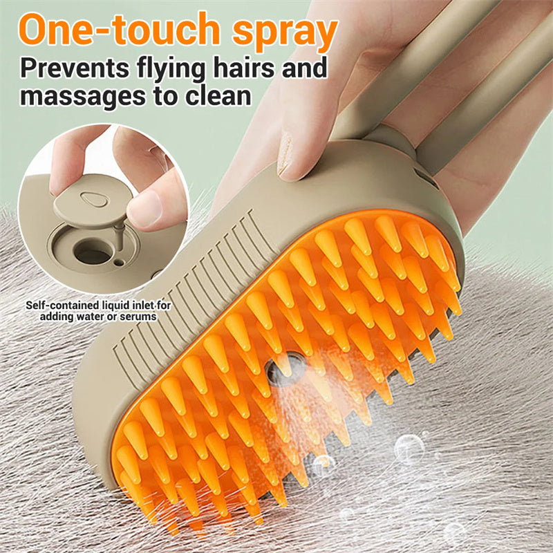 3-in-1 Steamy Pet Brush – Massage & Hair Removal