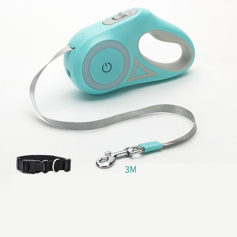 LED Retractable Dog Leash – With Collar for Small/Medium Dogs