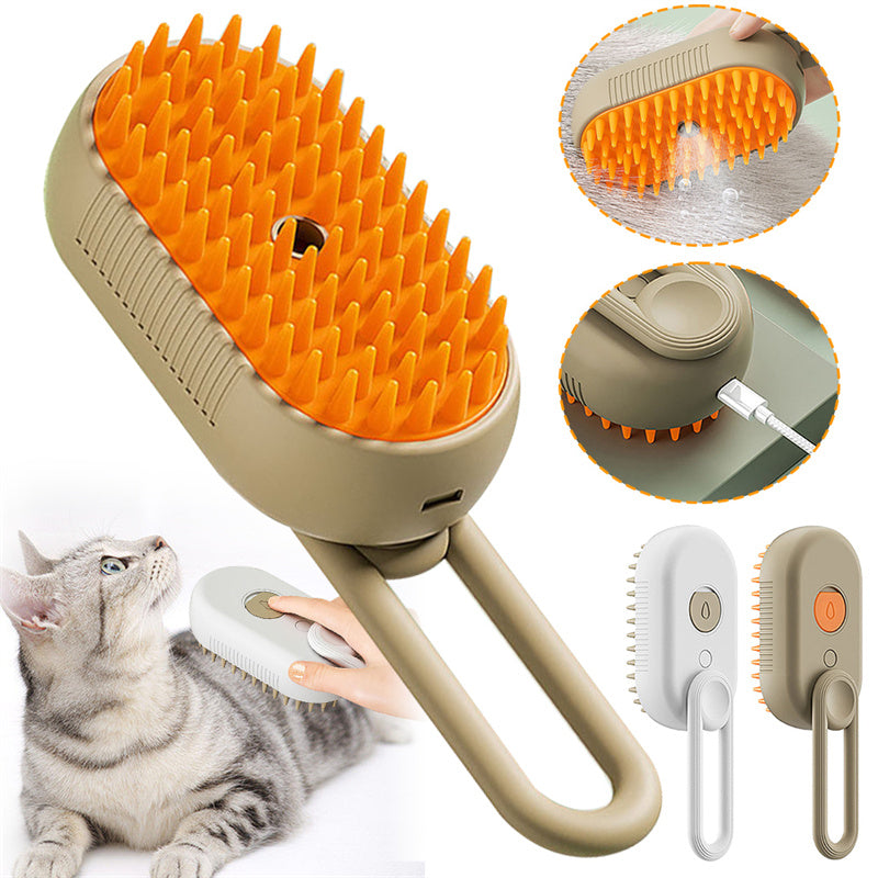 3-in-1 Steamy Pet Brush – Massage & Hair Removal