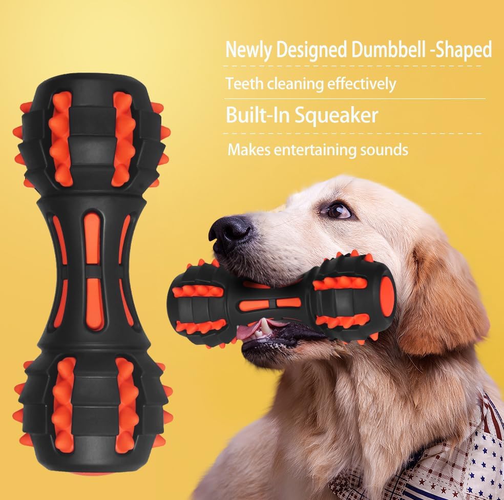 Aggressive Chewer Squeaky Toy – Durable Dumbbell Design