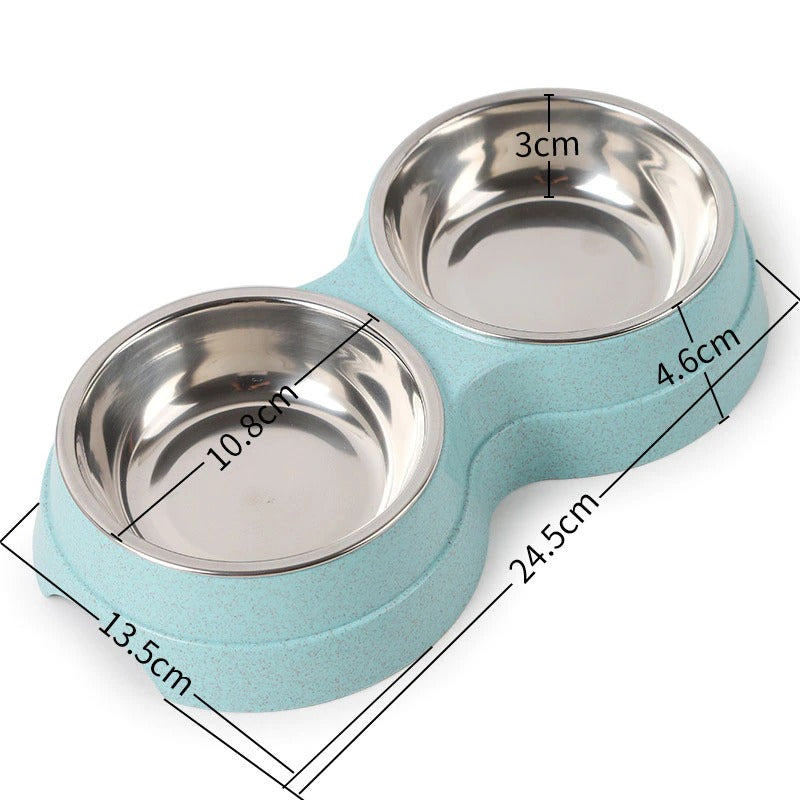 Double Pet Bowl – Stainless Steel Food & Water Feeder