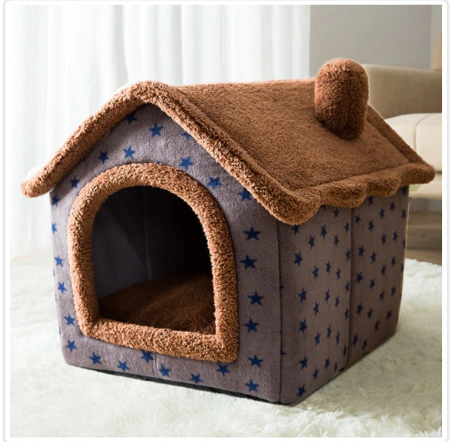 Foldable Pet Cave Bed – Warm Winter House for Cats & Dogs