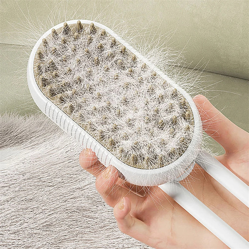 3-in-1 Steamy Pet Brush – Massage & Hair Removal